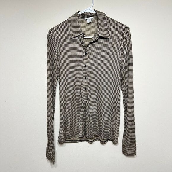 MaxMara Brown Black Silk Long Sleeve Blouse Medium Women - Picture 1 of 8